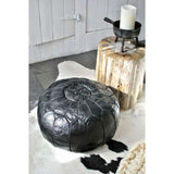 Black Moroccan Leather Pouf - Maison De Marrakech