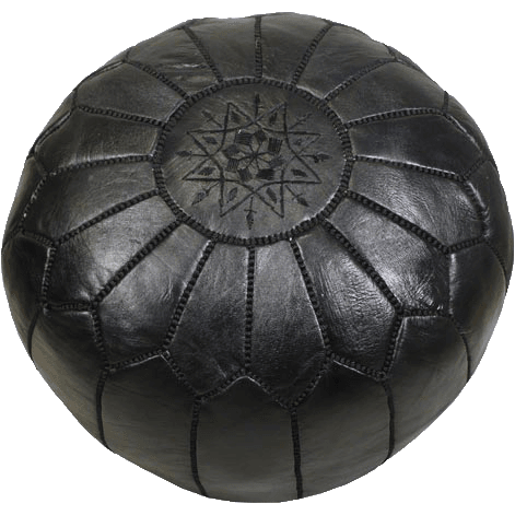 Black Moroccan Leather Pouf - Maison De Marrakech