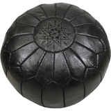 Black Moroccan Leather Pouf - Maison De Marrakech