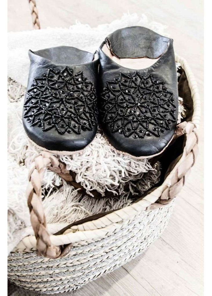 Black Babouche Les Etoile Slippers - Maison De Marrakech
