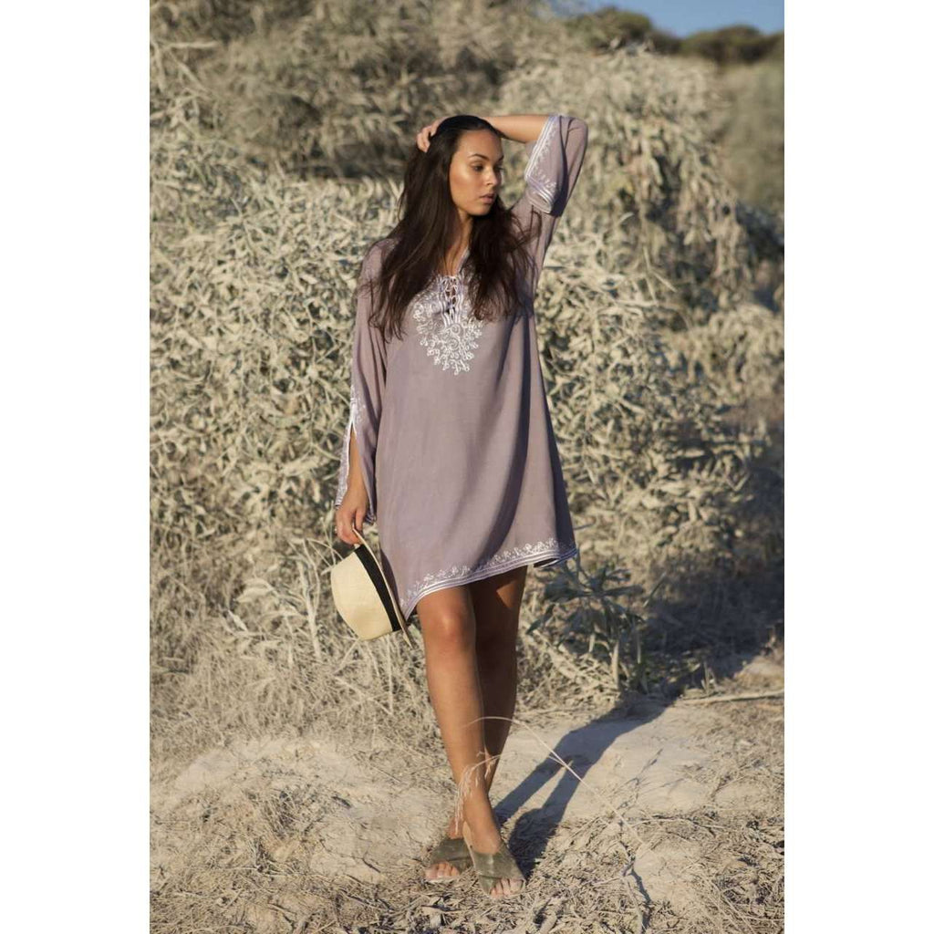 GreyEmbroidery Nadia Tunic Dress - Moroccan Tunic - Maison De Marrakech