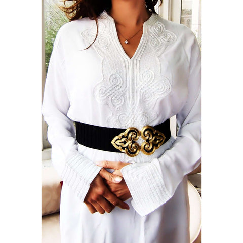 White Moroccan Kaftan- Bedouin Style - Maison De Marrakech