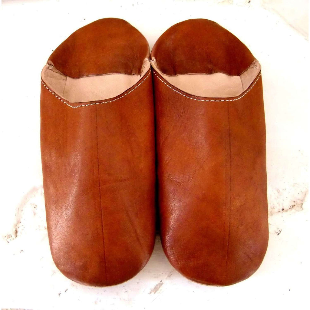 Women Tan Coloured Babouche Slippers - Maison De Marrakech