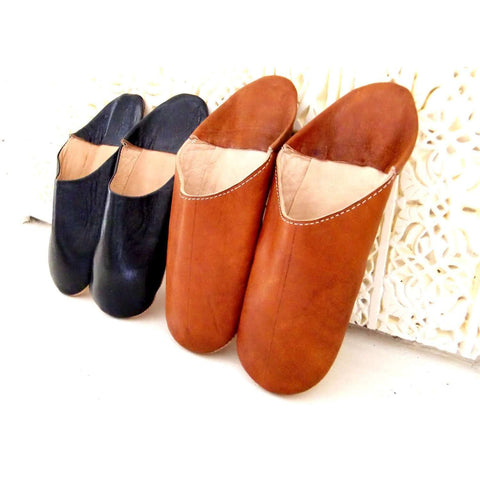 Women Tan Coloured Babouche Slippers - Maison De Marrakech