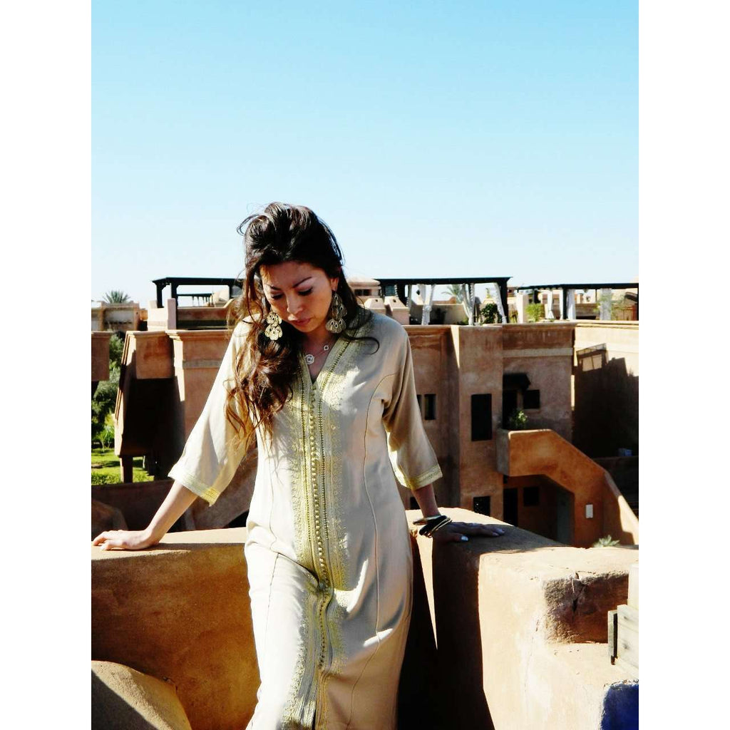 Beige Kaftan Maxi Dress- Naima Style - Maison De Marrakech