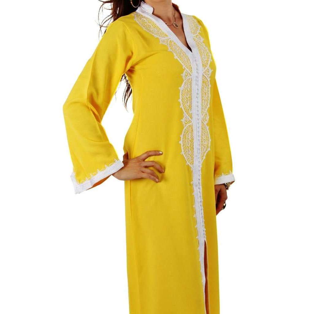 Yellow Moroccan Maxi Dress Kaftan- Lella Style - Maison De Marrakech