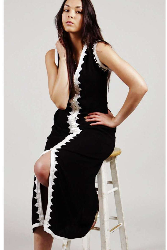Black Non Sleeve Kaftan -Khalida Style - Maison De Marrakech