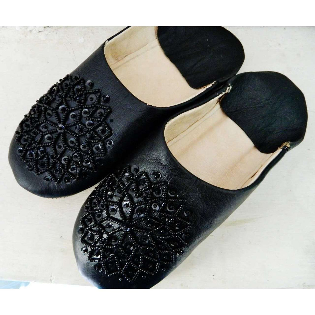 Black Babouche Les Etoile Slippers - Maison De Marrakech