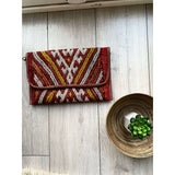 Red Moroccan  Kilim Hand Clutch & Shoulder Bag No.3,Red Moroccan  Kilim Hand Clutch & Shoulder Bag No.3