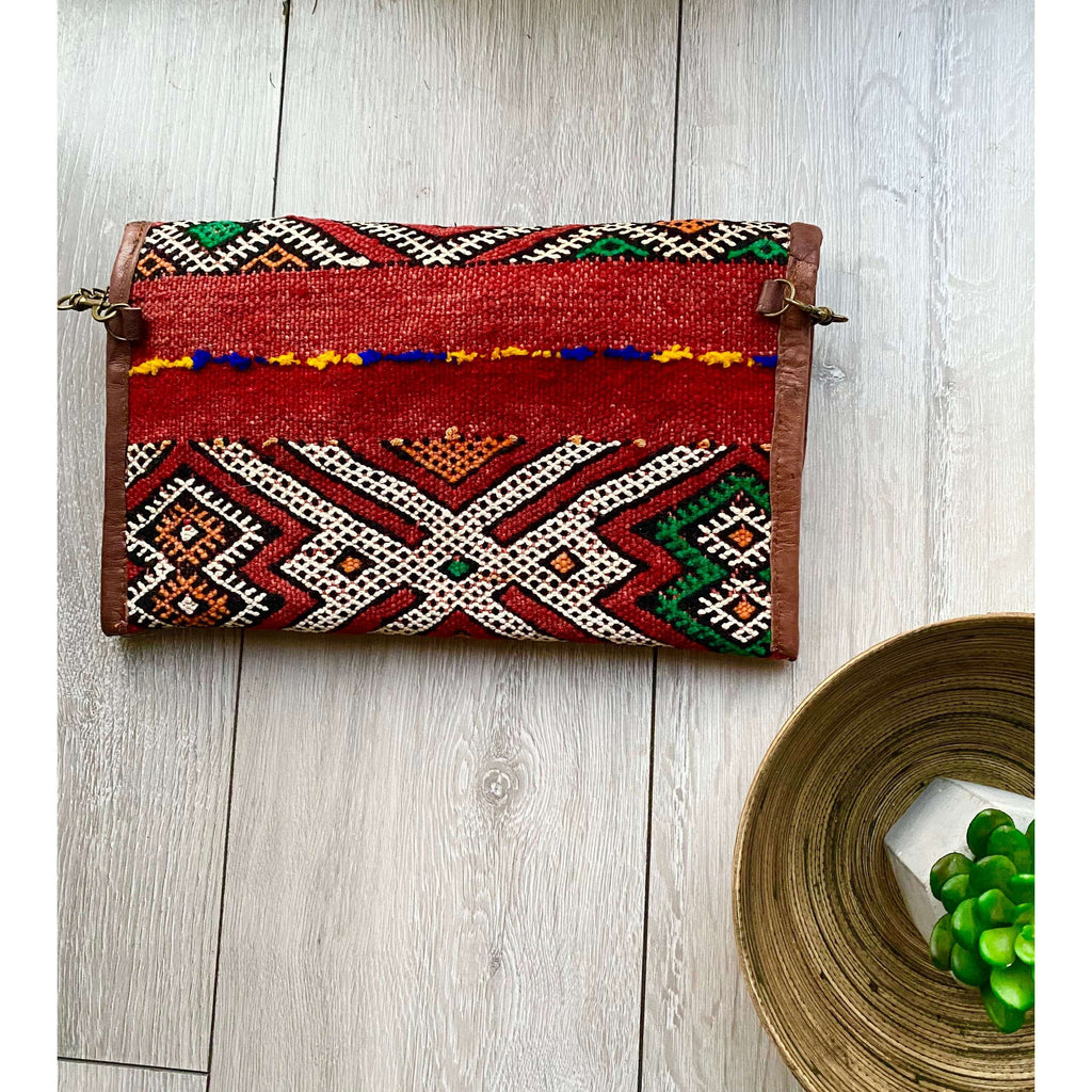 Moroccan Red Multi Colour Kilim Hand Clutch No.5,Moroccan Red Multi Colour Kilim Hand Clutch No.5