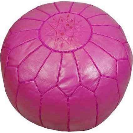 Fuschia Dark Pink Moroccan Leather Pouf - Maison De Marrakech