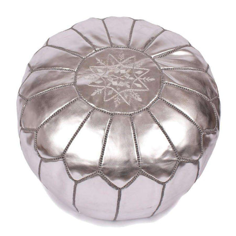 Black Moroccan Leather Pouf