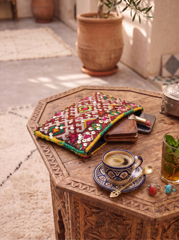 Moroccan Red Multi Colour Kilim Hand Clutch.no.2 - Maison De Marrakech