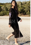 Adriana Black Moroccan Cotton Embroidery Kaftan Caftan