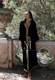 Black Gold Velvet Luxury Party Kaftan Dress