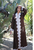 Brown & White Karima Kaftan Caftan-Moroccan Kaftan