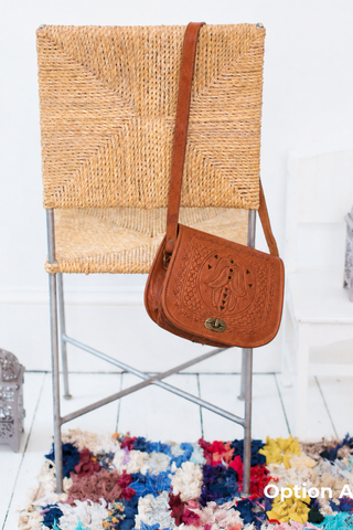 Moroccan Tan Leather Crossbody Satchel