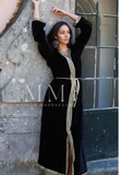 Black Gold Velvet Luxury Party Kaftan Dress