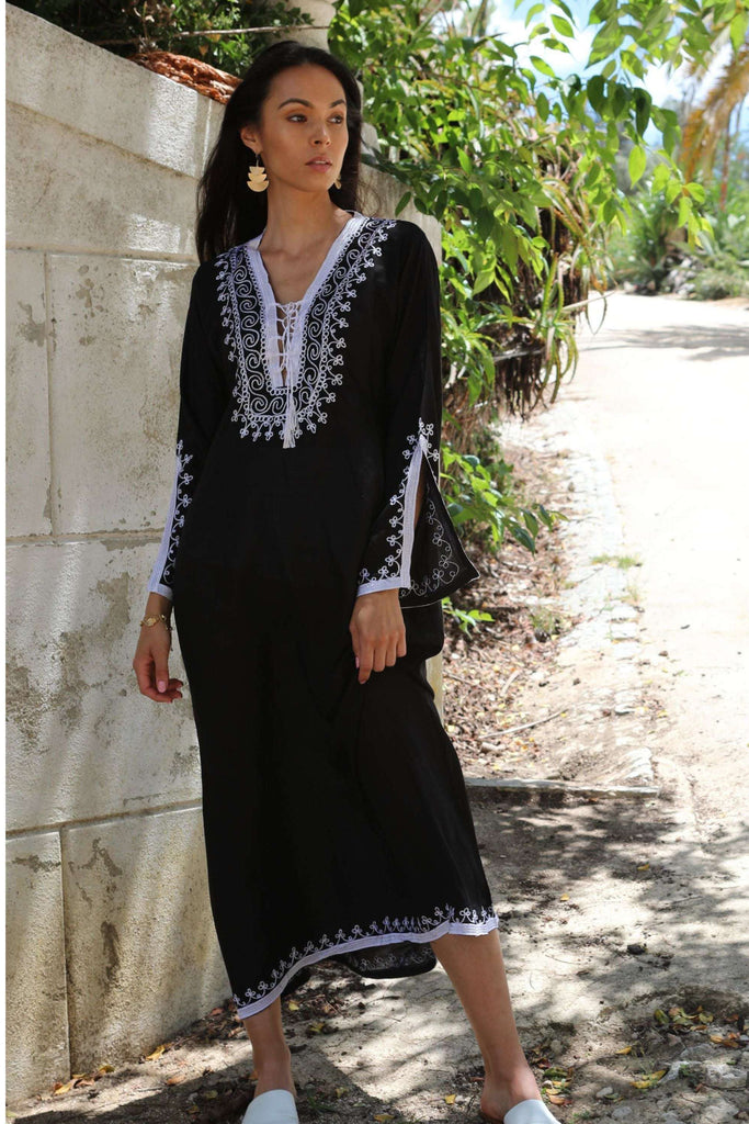 Black White Caftan Kaftan Nadia Maxi Dress-moroccan kaftan,Black White Caftan Kaftan Nadia Maxi Dress-moroccan kaftan