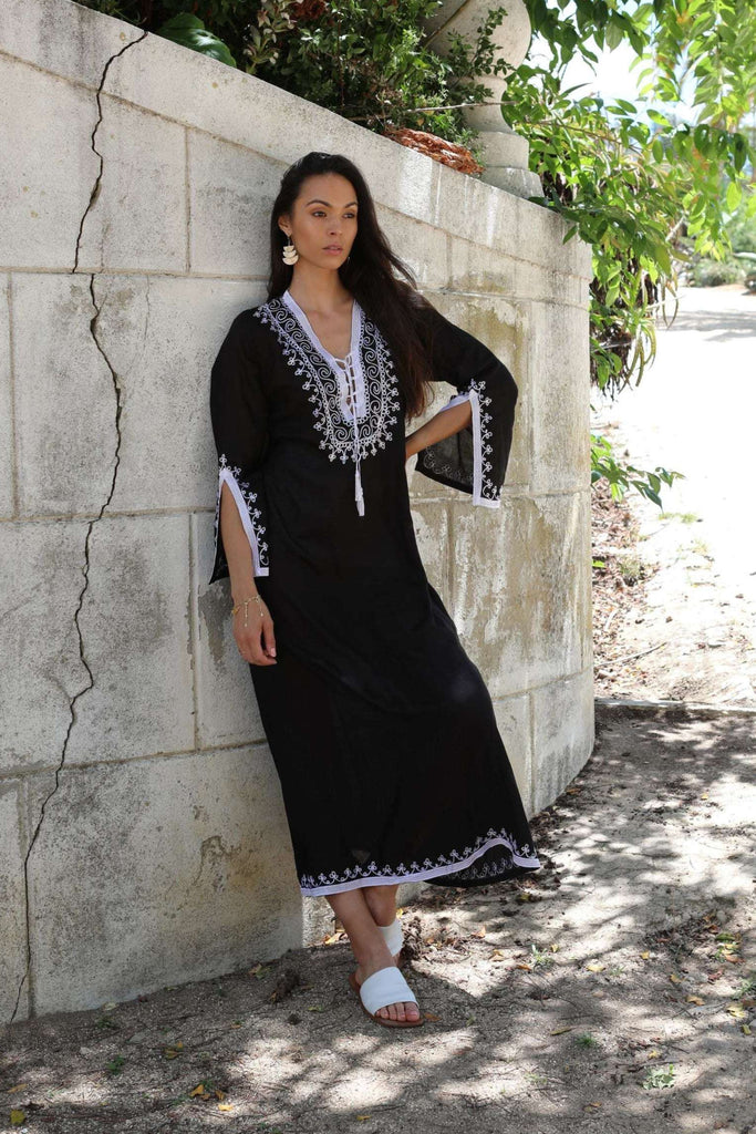 Black White Caftan Kaftan Nadia Maxi Dress-moroccan kaftan,Black White Caftan Kaftan Nadia Maxi Dress-moroccan kaftan