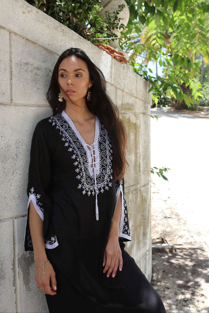 Black White Caftan Kaftan Nadia Maxi Dress-moroccan kaftan,Black White Caftan Kaftan Nadia Maxi Dress-moroccan kaftan