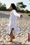 White with Navy Blue Kaftan Mariam Style - Moroccan Kaftan