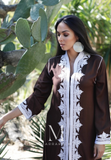 Brown & White Karima Kaftan Caftan-Moroccan Kaftan