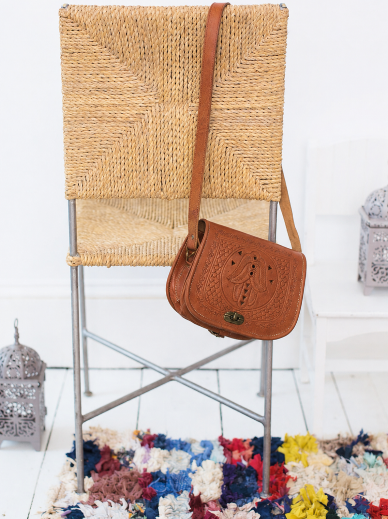 Moroccan Tan Leather Crossbody Satchel