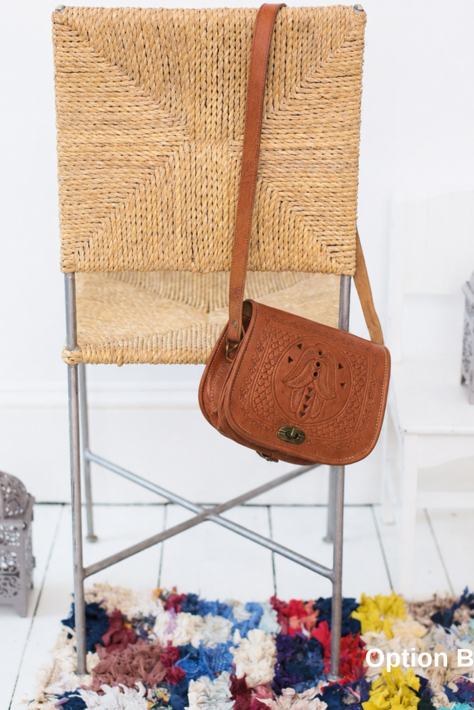 Moroccan Tan Leather Crossbody Satchel