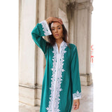 Green & White Karima Kaftan Caftan-Moroccan Kaftan,Green & White Karima Kaftan Caftan-Moroccan Kaftan