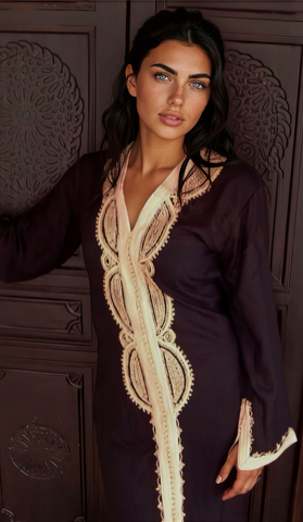 Black Kaftan Moroccan Lounge Maxi Dress -Lella Style - Maison De Marrakech