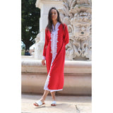 Red & White Karima Kaftan Caftan-Moroccan Kaftan,Red & White Karima Kaftan Caftan-Moroccan Kaftan