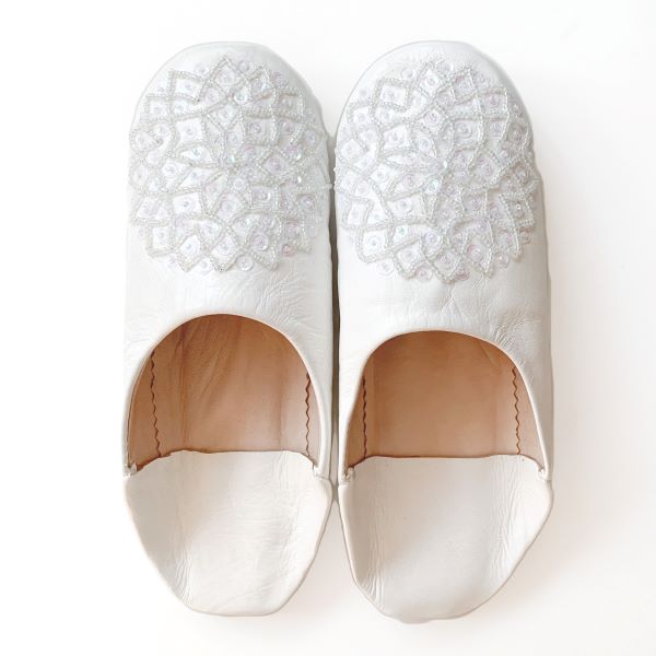 White Moroccan Les Etolie Babouche Slippers