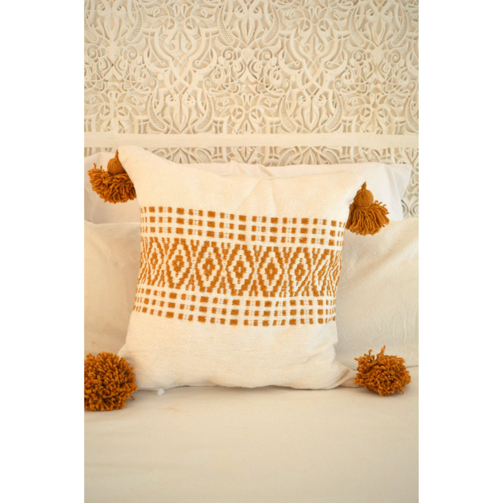 White & Mustard Orange Style Moroccan Cushion Pillow Cover,White & Mustard Orange Style Moroccan Cushion Pillow Cover