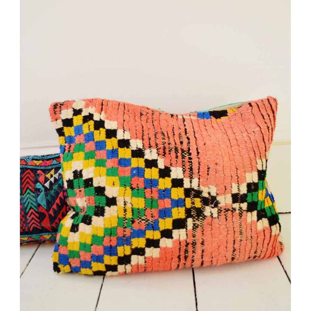 Berber Pattern Kilim Cushions-lumbar, vintage cushions No. 22
