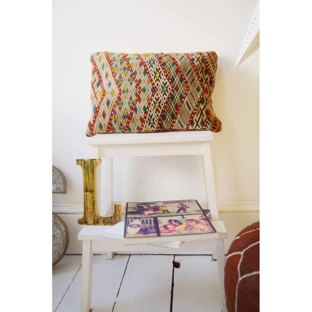 Berber Pattern Kilim Cushions-lumbar, vintage cushions No. 40