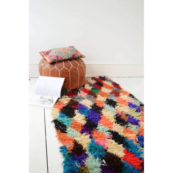 FREE SHIPPING>> Vintage Moroccan Boucherouite Rug, Beni Ouirain Rug,Moroccan Rug,Bohemian Rugs 35 x 98