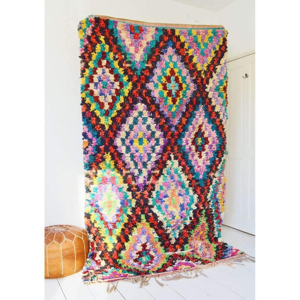 FREE SHIPPING>>Vintage Moroccan Boucherouite Rug, Beni Ouirain Rug,Moroccan Rug,Bohemian Rugs 60x99'' - Maison De Marrakech