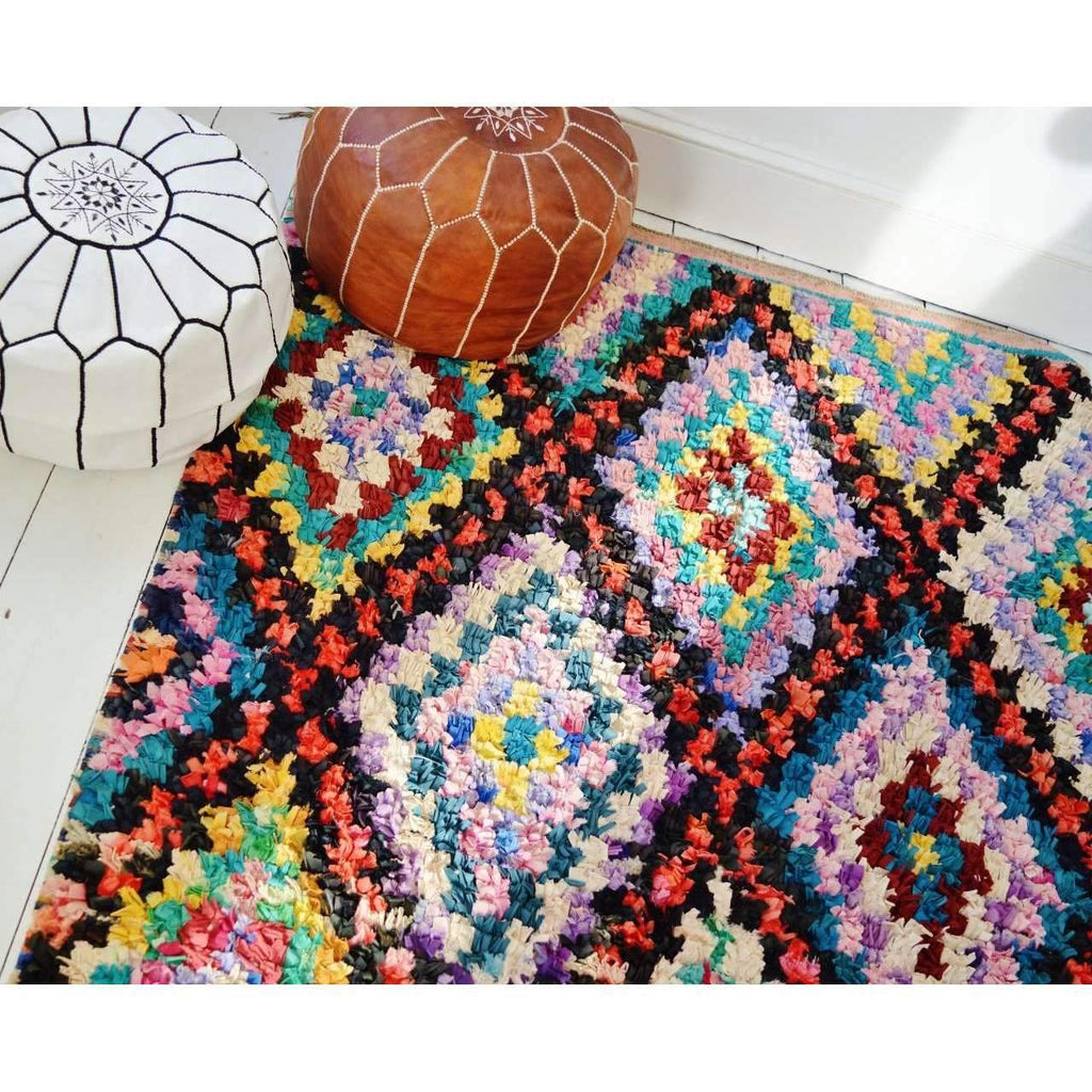 FREE SHIPPING>>Vintage Moroccan Boucherouite Rug, Beni Ouirain Rug,Moroccan Rug,Bohemian Rugs 60x99'' - Maison De Marrakech