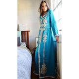 Turquoise Blue Moroccan Takchita Party Kaftan-Kalia Style - Maison De Marrakech