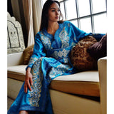 Turquoise Blue Moroccan Takchita Party Kaftan-Malaka Style - Maison De Marrakech