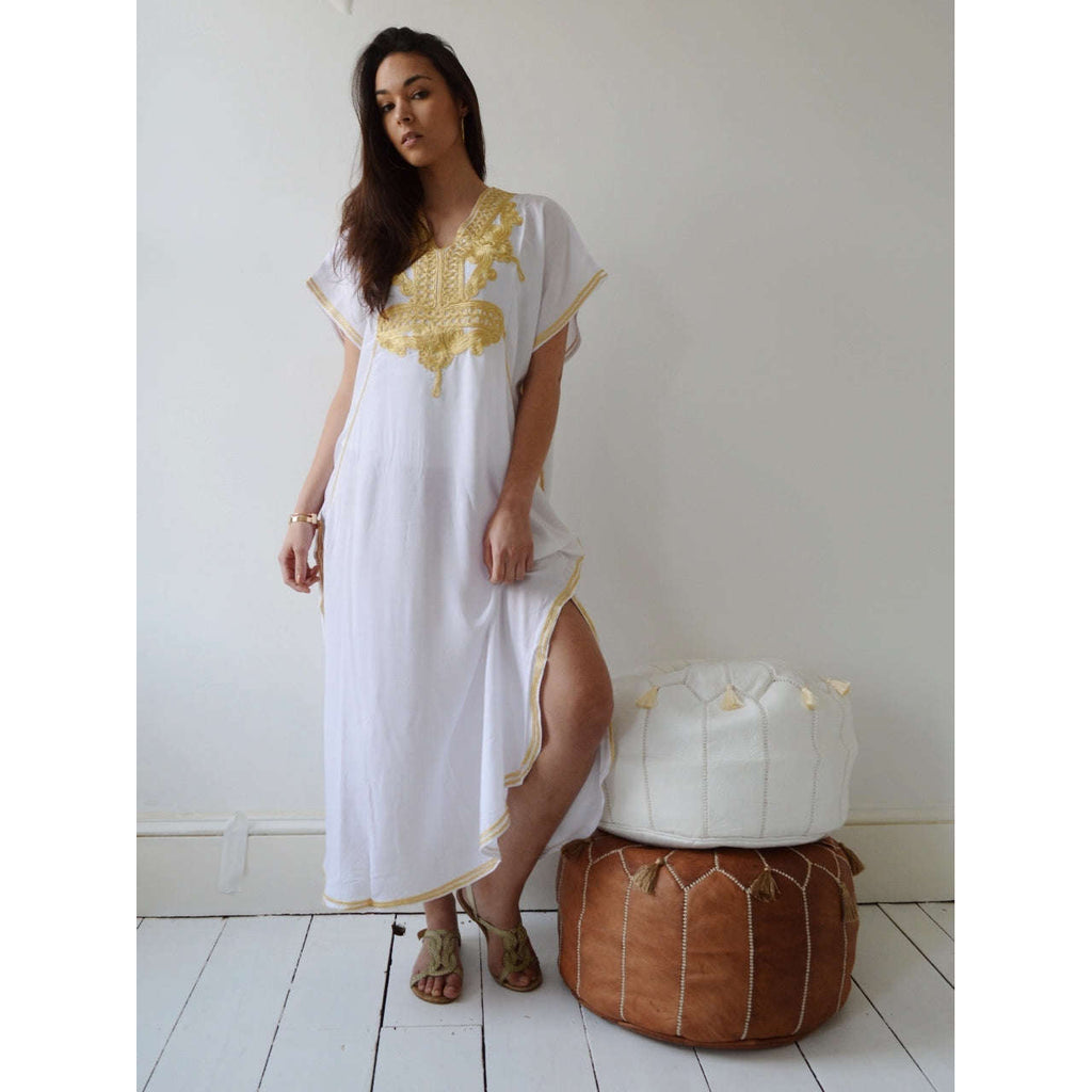 White Kaftan Maxi Dress Marrakech Style