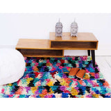 Multi Colour Blue Berber Boucherouite Moroccan Hand woven Carpet - Maison De Marrakech