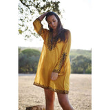 Mustard Yellow Nadia Tunic Dress - Moroccan Tunic - Maison De Marrakech
