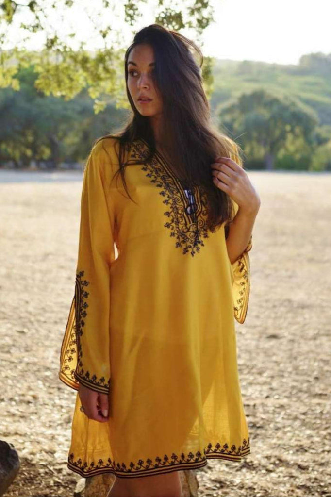 Mustard Yellow Nadia Tunic Dress - Moroccan Tunic - Maison De Marrakech