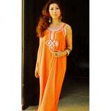 Resort Non-Sleeve Orange Kaftan Agadir Style - Maison De Marrakech