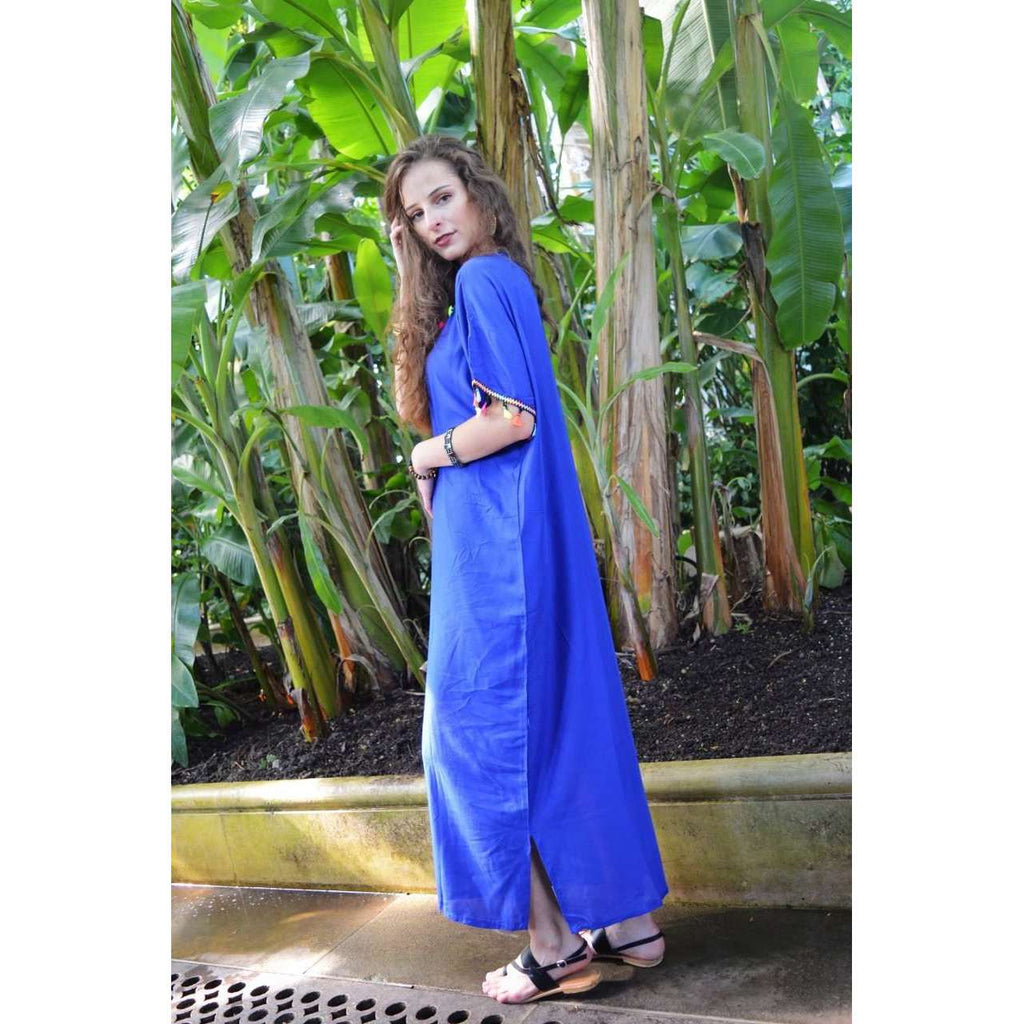 Blue Maya Tassels Resort Loung Caftan Kaftan - Maison De Marrakech