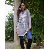 Grey with White Moroccan Tunic Dress - Aisha Style - Maison De Marrakech