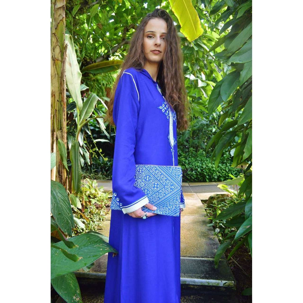 Blue Lella Djileba Hood Kaftan Caftan - Maison De Marrakech