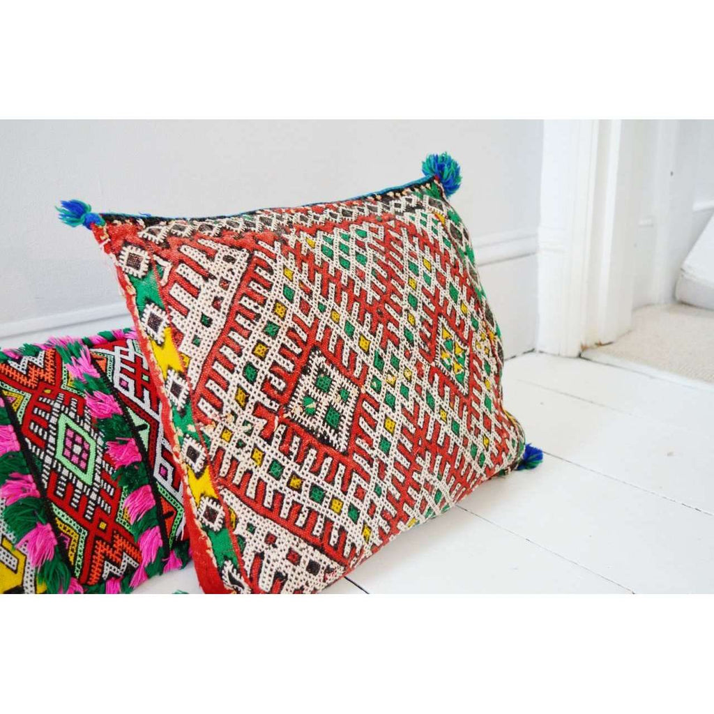 Berber Pattern Kilim Cushions-lumbar, vintage cushions No. 11